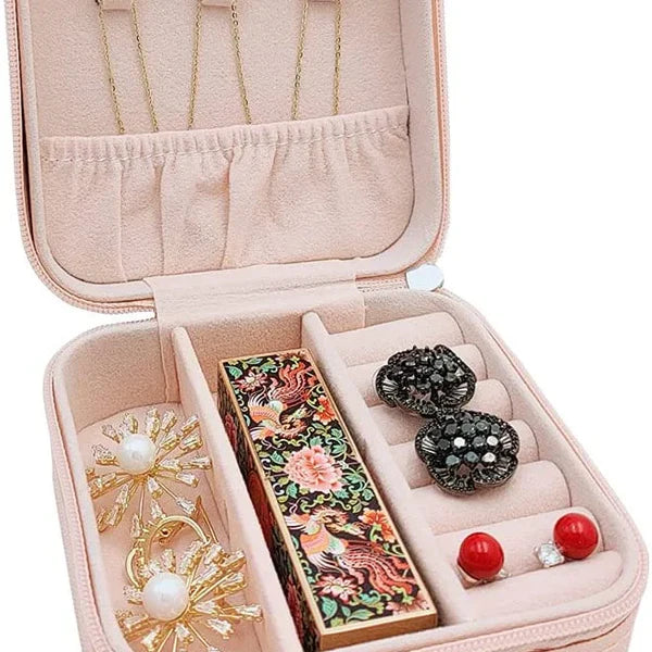 PORTABLE TRAVEL MINI LEATHER JEWELRY ORGANIZER BOX
