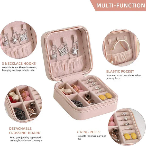 PORTABLE TRAVEL MINI LEATHER JEWELRY ORGANIZER BOX