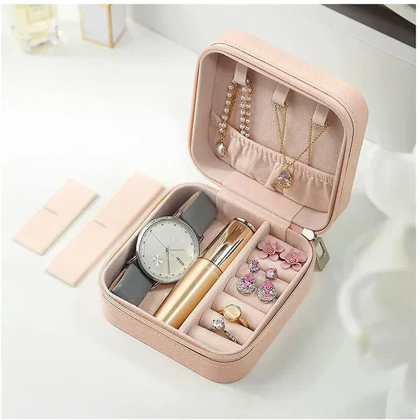 PORTABLE TRAVEL MINI LEATHER JEWELRY ORGANIZER BOX