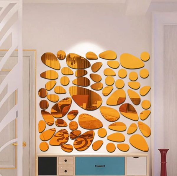 Pebbles Acrylic Mirror Stickers Wall Decorations (12pc)