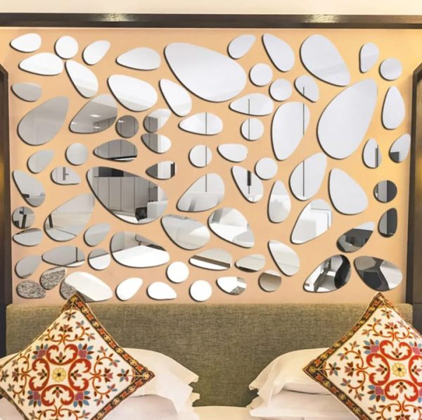 Pebbles Acrylic Mirror Stickers Wall Decorations (12pc)