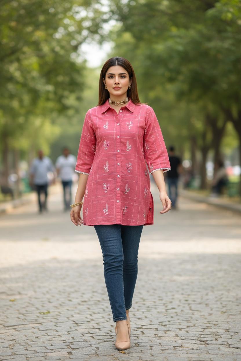 🎀 Everyday Bloom Floral Cotton Kurti – Fresh & Effortlessly Chic
