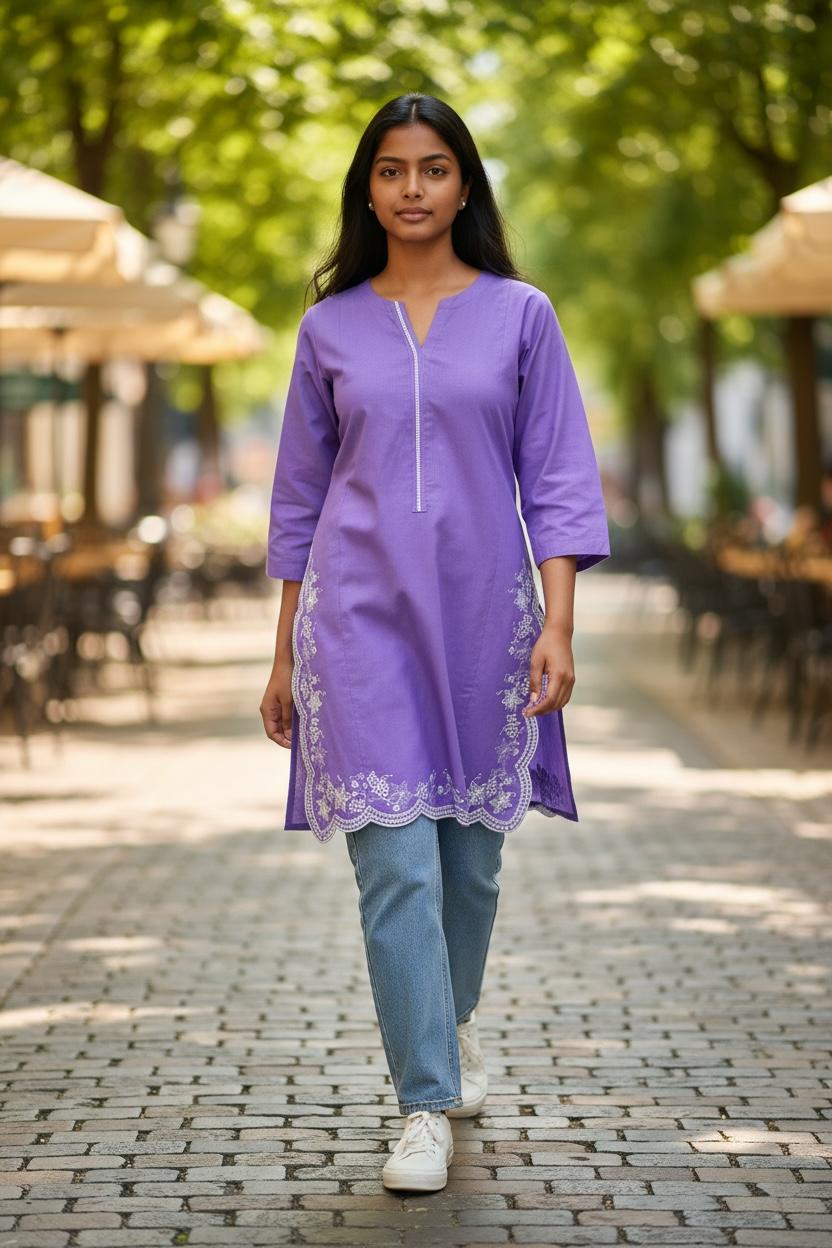 🎀 Everyday Bloom Floral Cotton Kurti – Fresh & Effortlessly Chic