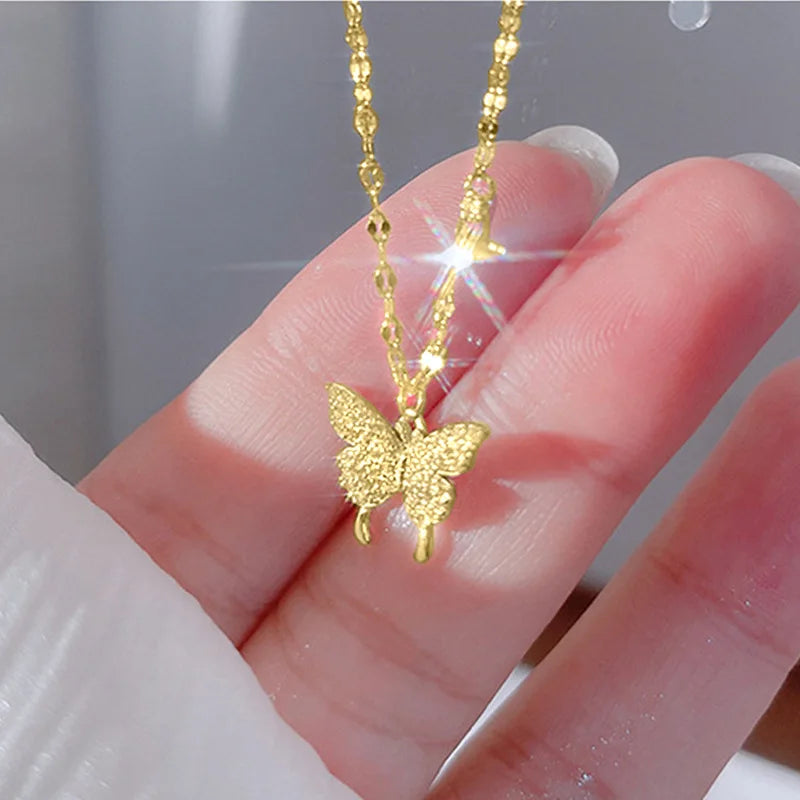 Luxurious Beautiful Butterfly Double Chain  Necklace