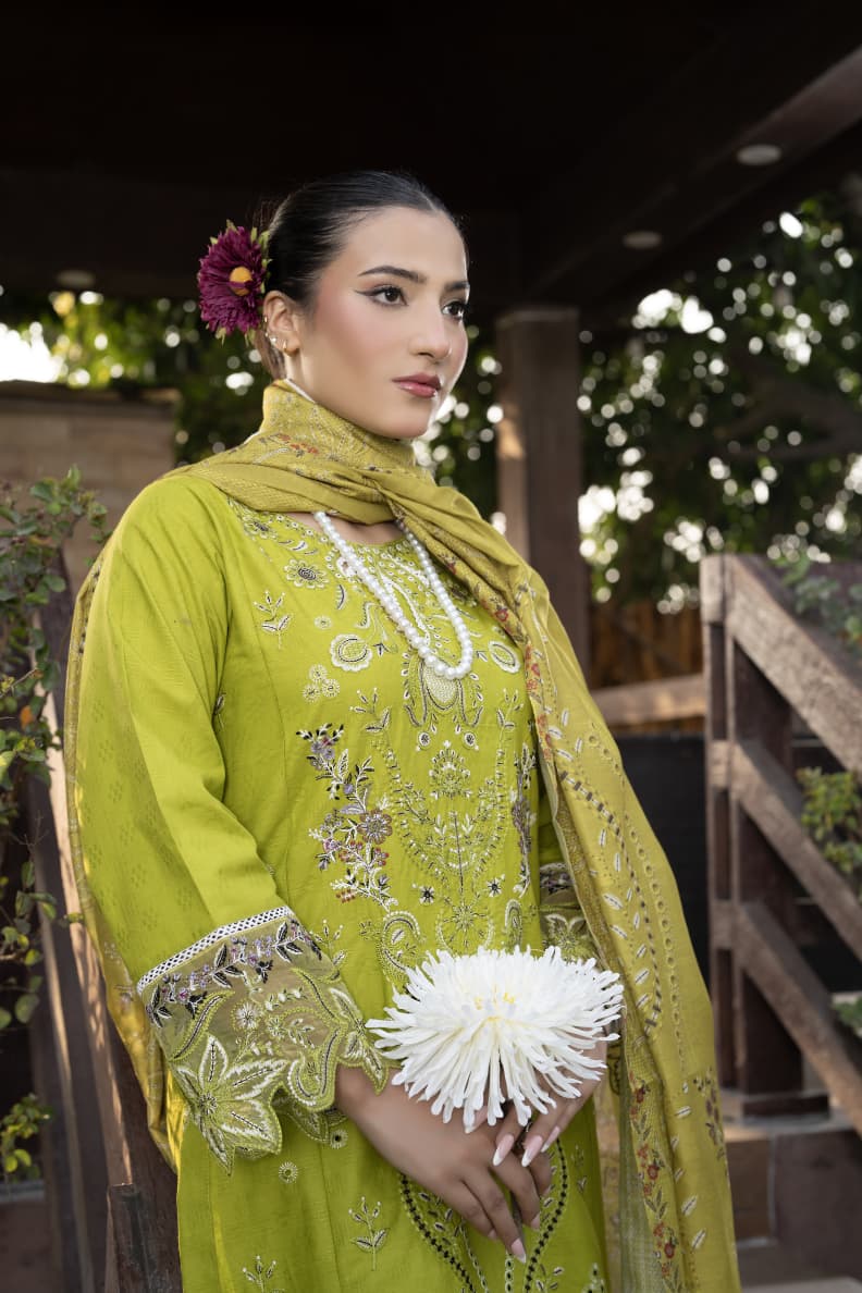 Sapphire Muse | Luxury Embroidered 3-Piece Stitched Suit | Elegant Blue Pret Wear