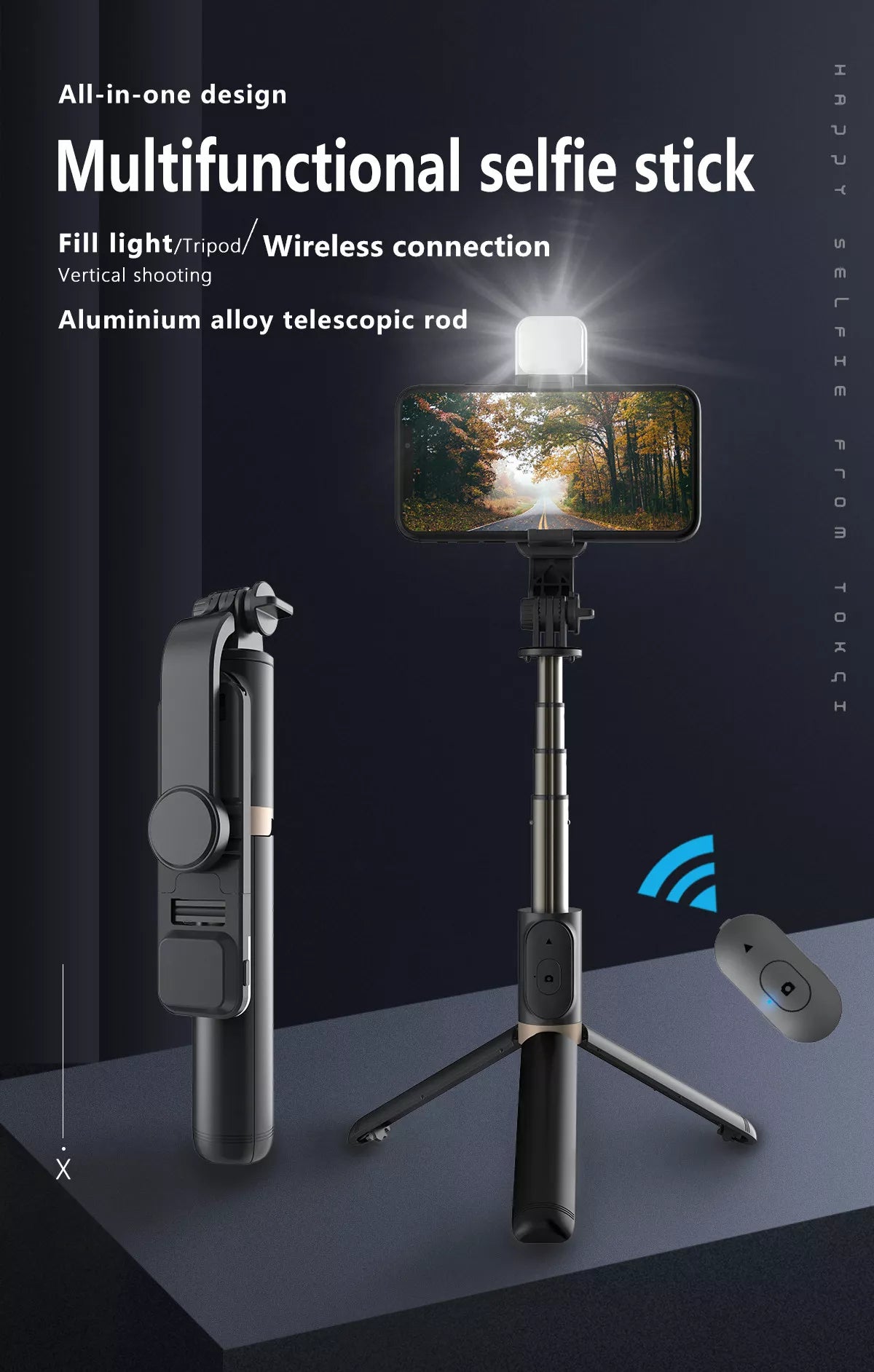 Multifunctional Portable Bluetooth Wireless Integrated Selfie Stick & Tripod