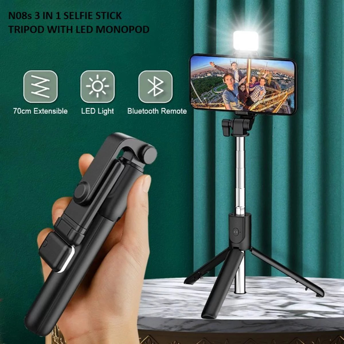 Multifunctional Portable Bluetooth Wireless Integrated Selfie Stick & Tripod