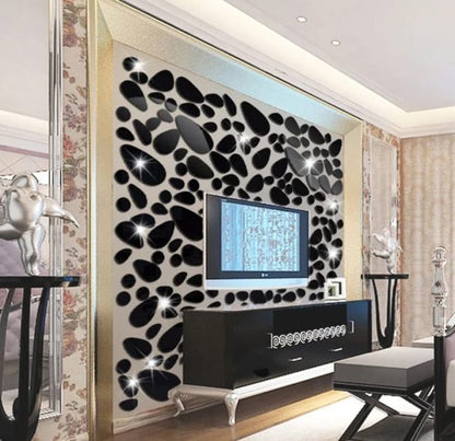 Pebbles Acrylic Mirror Stickers Wall Decorations (12pc)