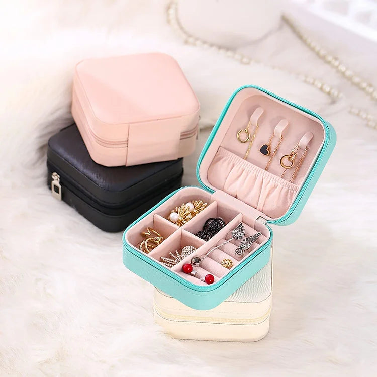 PORTABLE TRAVEL MINI LEATHER JEWELRY ORGANIZER BOX