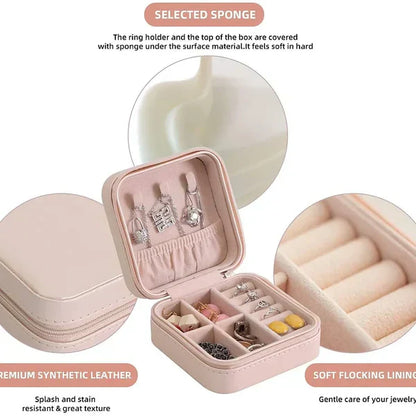 PORTABLE TRAVEL MINI LEATHER JEWELRY ORGANIZER BOX