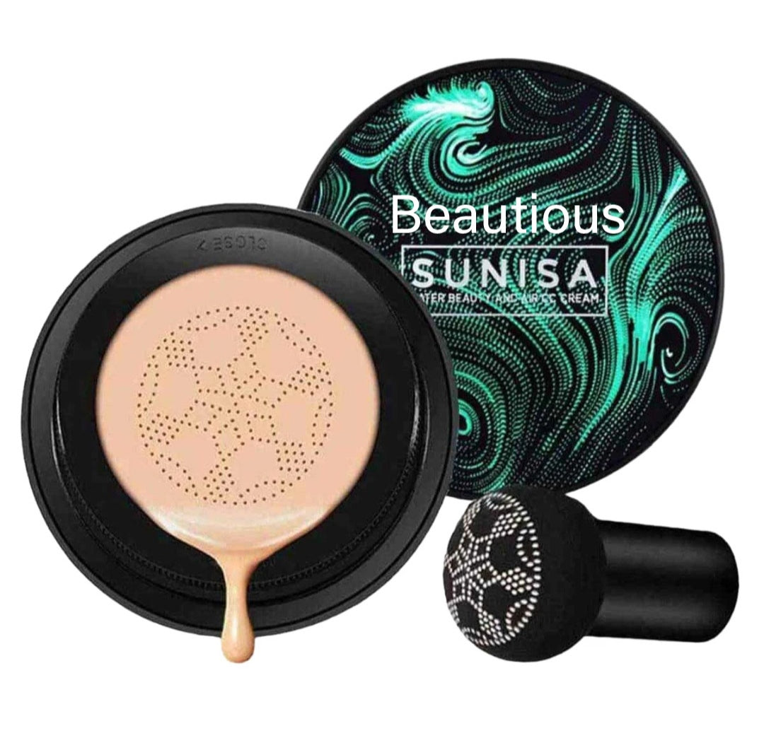 SUNISA Foundation Base Water proof Mushroom Head Air Cushion BB CC Cream Moisturizing Liquid Foundation with Sponge