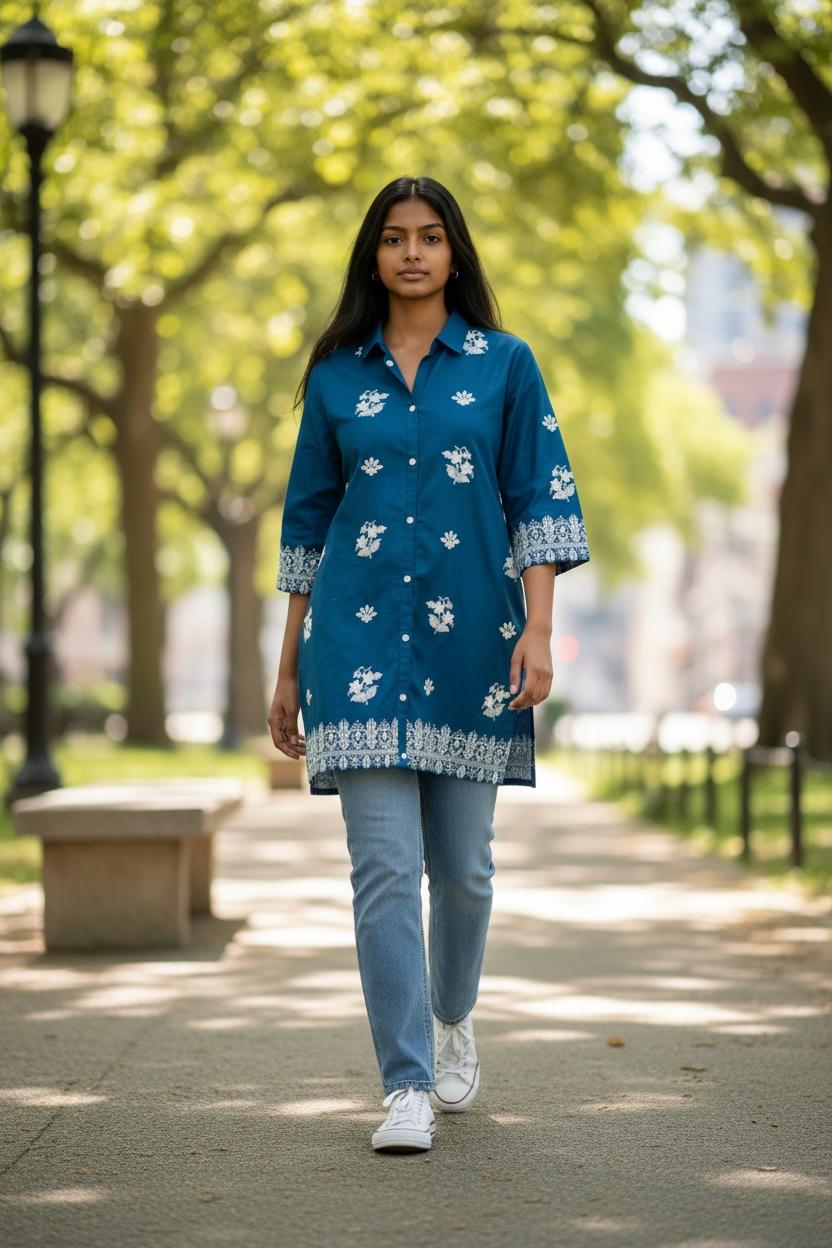 🎀 Everyday Bloom Floral Cotton Kurti – Fresh & Effortlessly Chic