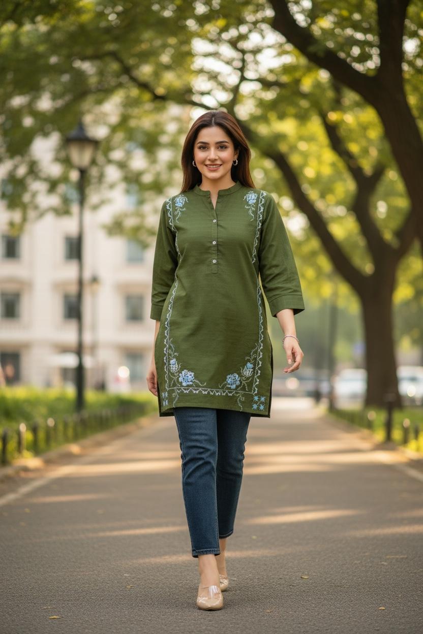 🎀 Everyday Bloom Floral Cotton Kurti – Fresh & Effortlessly Chic