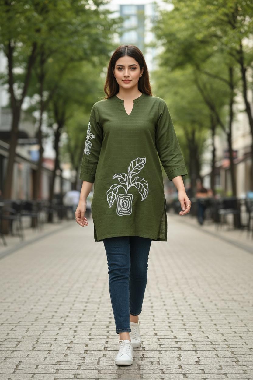 🎀 Everyday Bloom Floral Cotton Kurti – Fresh & Effortlessly Chic