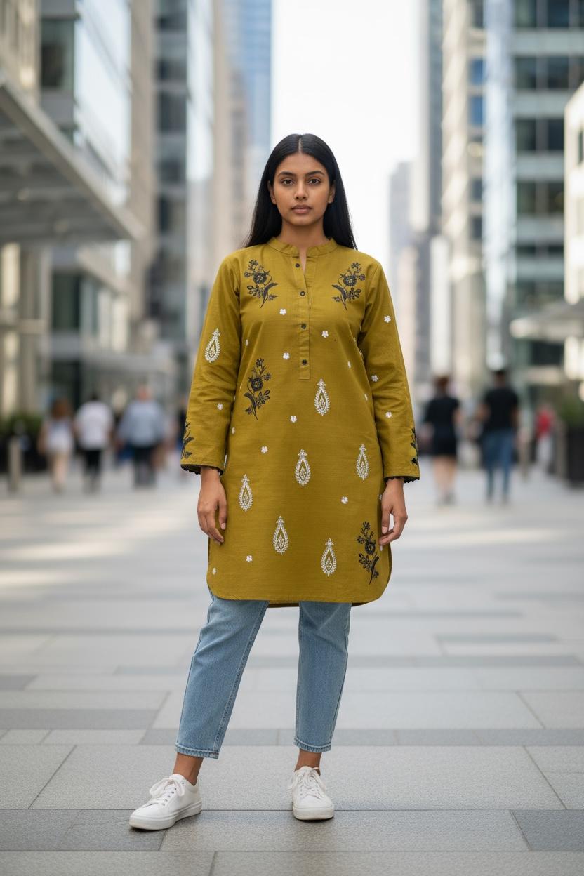 🎀 Everyday Bloom Floral Cotton Kurti – Fresh & Effortlessly Chic