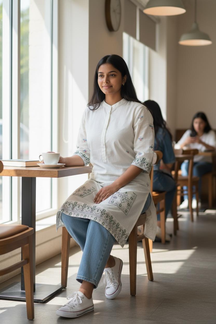 🎀 Everyday Bloom Floral Cotton Kurti – Fresh & Effortlessly Chic