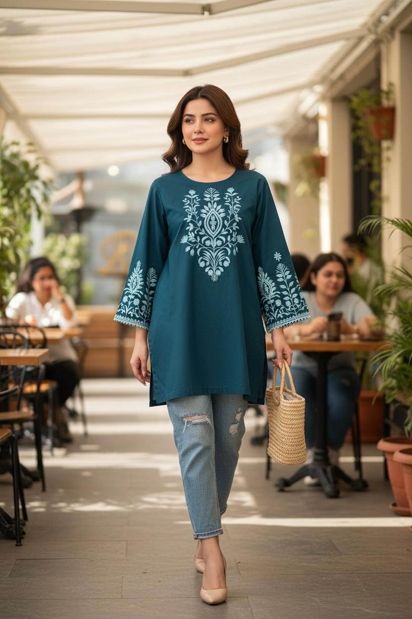 🎀 Everyday Bloom Floral Cotton Kurti – Fresh & Effortlessly Chic