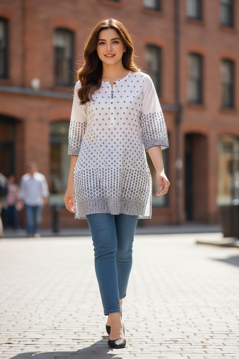 🎀 Everyday Bloom Floral Cotton Kurti – Fresh & Effortlessly Chic