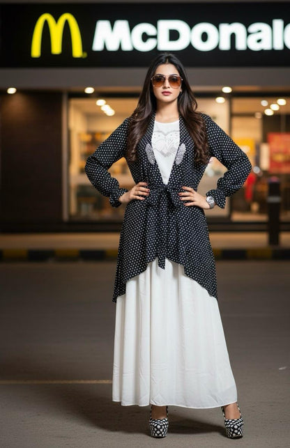 🖤 Zafynix 3-Piece Polka Dot Shrug Set – Modern Modesty, Redefined