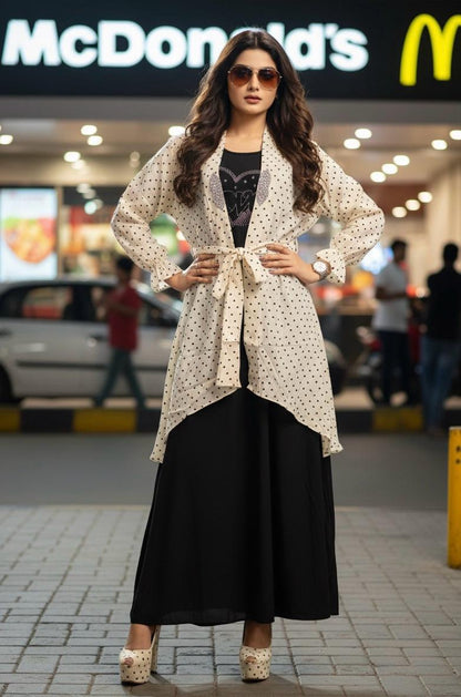 🖤 Zafynix 3-Piece Polka Dot Shrug Set – Modern Modesty, Redefined