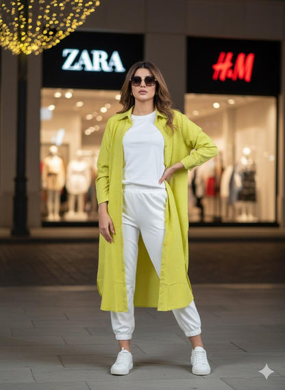 Zafynix™ Sunset Street Style – Women's Longline Shrug &amp; White Flare Set