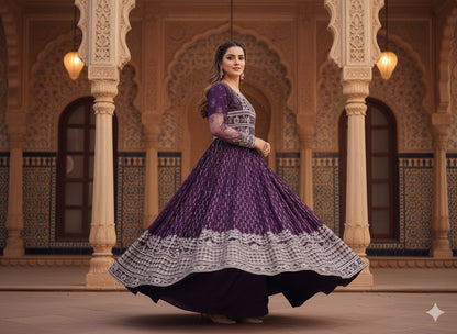 Velvet Twilight – Plum Embroidered Anarkali Gown (Luxury Pret)
