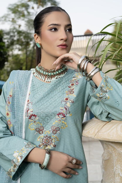 Aqua Bloom | Luxury 3-Piece Embroidered Suit | Elegant Stitched Collection Pakistan