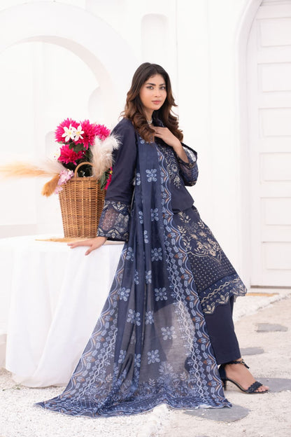 Midnight Elegance | Luxury Stitched 3-Piece Suit for Women | Premium Embroidered Black Outfit