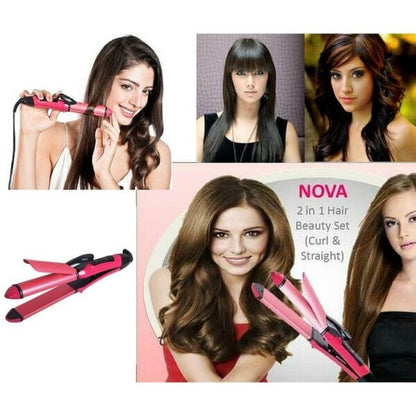 Nova 2 In 1 Hair Curler And Straightener