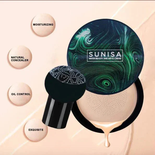 SUNISA Foundation Base Water proof Mushroom Head Air Cushion BB CC Cream Moisturizing Liquid Foundation with Sponge