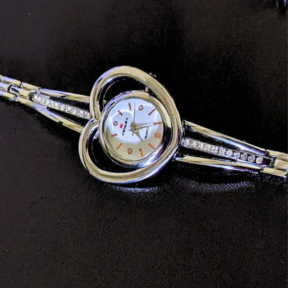 😍 5 pcs heart watch set with silver ring, necklace, earrings Casual Ladies watch set