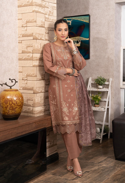 Mocha Grace | Luxury Stitched 3-Piece Suit for Women | Elegant Formal Wear Pakistan