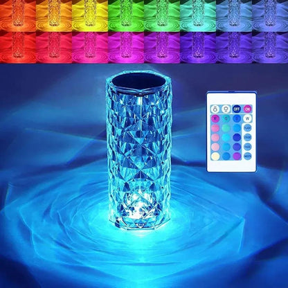Rose Crystal Diamond Led Lamp - Rechargeable