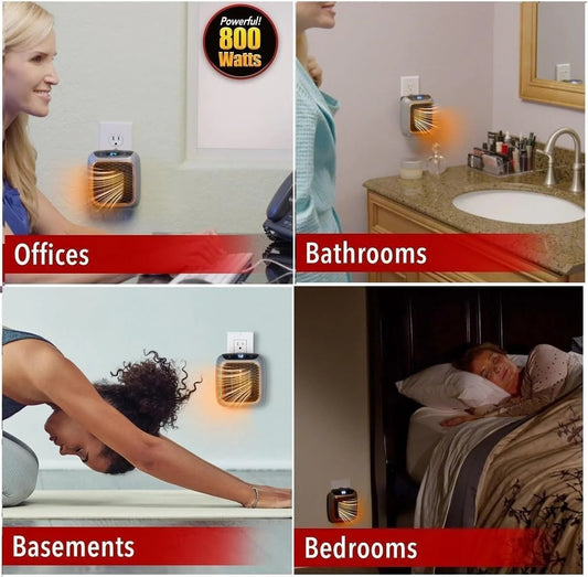 Handy Heater 800watts Wall Mounted Outlet Small Space Heater With Adjustable Thermostat