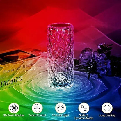Rose Crystal Diamond Led Lamp - Rechargeable