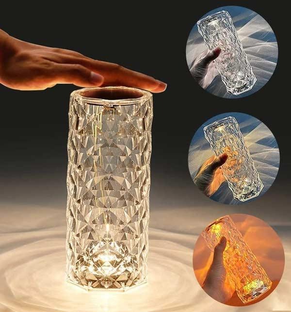 Rose Crystal Diamond Led Lamp - Rechargeable